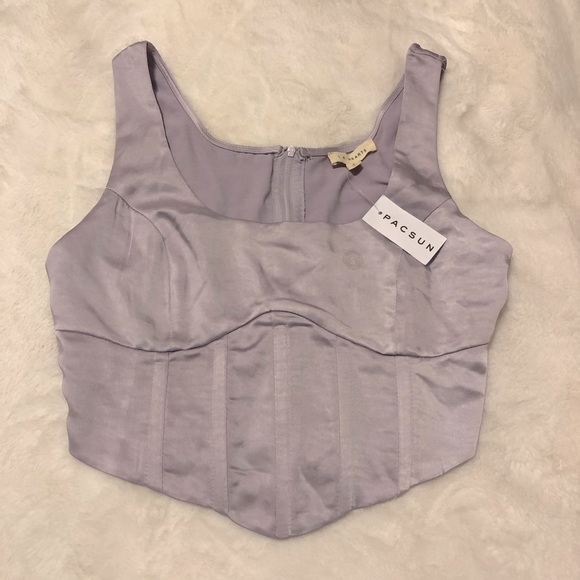 NWT Pacsun Shiny Violet Corset Crop Top - Picture 1 of 7